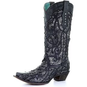 CORRAL Brown Glitter Inlay & Studs Womens Snip Toe Western Boots C3331 in Kuwait