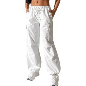Verdusa Women's Drawstring Waist Side Pocket Joggers Cargo Pants Loose Long Trousers