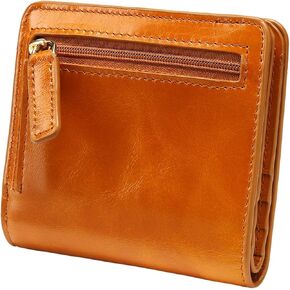 Itslife Women's Rfid Blocking Small Compact Bifold Leather Pocket Wallet Ladies Mini Purse with id Window (Waxed Brown) in Kuwait