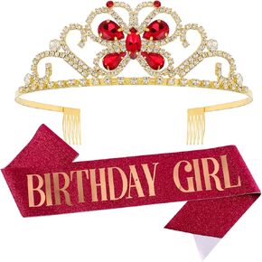 VELSCRUN عيد ميلاد فتاة وشاح الأميرة تاج التيجان للفتيات زينة حفلة عيد ميلاد سعيد للفتيات هدايا عيد ميلاد in Kuwait