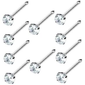 خاتم أنف من الفضة الإسترلينية 925 من كلير سي زد مع كرة مستديرة مثبتة بشق 1.2 مم بلمسة نهائية 10 قطع بأبعاد 0.95 سم in Kuwait