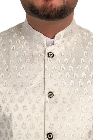 Kurta Waistcoat - White Kurta Pyjama For Men - Indian Ethnic Kurta Wear For Men - Indian Waist Coat - Mens Kurta Indian Wedding - Indian Mens Clothing (XL) in Kuwait