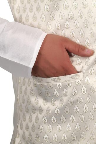 Kurta Waistcoat - White Kurta Pyjama For Men - Indian Ethnic Kurta Wear For Men - Indian Waist Coat - Mens Kurta Indian Wedding - Indian Mens Clothing (XL) in Kuwait