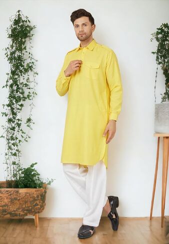Men's Pathani Kurta Set Cotton Plus Size Eid Festive Kurta Salwar Party Dress Indian Traditional Kurta for Men in Saudi Arabia