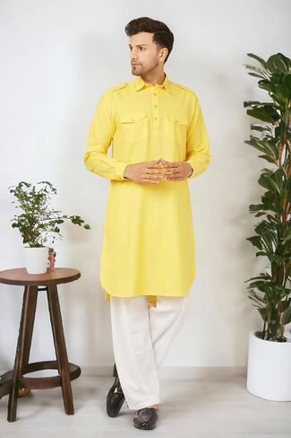 Men's Pathani Kurta Set Cotton Plus Size Eid Festive Kurta Salwar Party Dress Indian Traditional Kurta for Men in Saudi Arabia