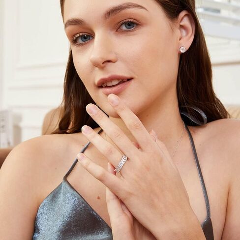 OPOMOMO الخلود خاتم الزفاف العصابات 18K الذهب الأبيض مطلي الزمرد قطع خاتم زركونيا مكعب للرجال والنساء in Kuwait