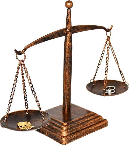 Owlgift Vintage Style Small Metal Libra Jewelry Towers، صينية عرض تخزين منظم مستحضرات التجميل، مقياس المحامي للعدالة، حامل شموع المزرعة - برونزية in Kuwait