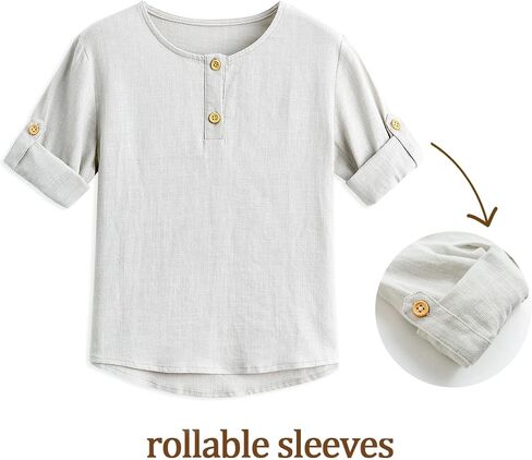 Curipeer Baby Boys Cotton Linen Shirt,Long Sleeve | Comfortable and Breathable,Daily and Holiday Casual Wear,for Baby and Little Boys in Saudi Arabia