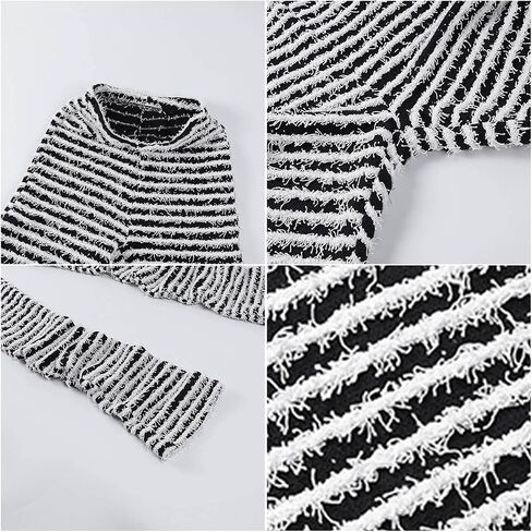 سراويل ضيقة نسائية من Molisry مكدسة غامضة محبوكة بخصر عالٍ بنطال رياضي مخطط بشراشيب 2023 in Kuwait