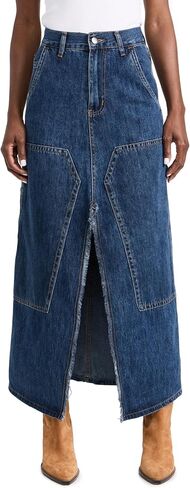 MOON RIVER Women's Front Slit Denim Midi Skirt in Saudi Arabia