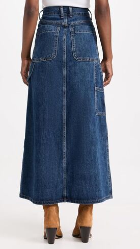 MOON RIVER Women's Front Slit Denim Midi Skirt in Saudi Arabia