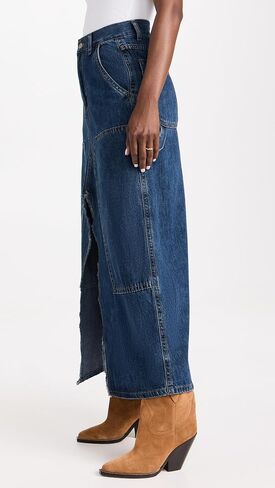 MOON RIVER Women's Front Slit Denim Midi Skirt in Saudi Arabia