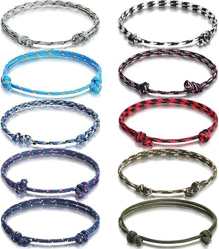 20 Pieces Nautical Braided Rope Bracelet Handmade Navy Rope Cord Bracelet Adjustable String Wave Bracelets for Men Boys Teens in Saudi Arabia