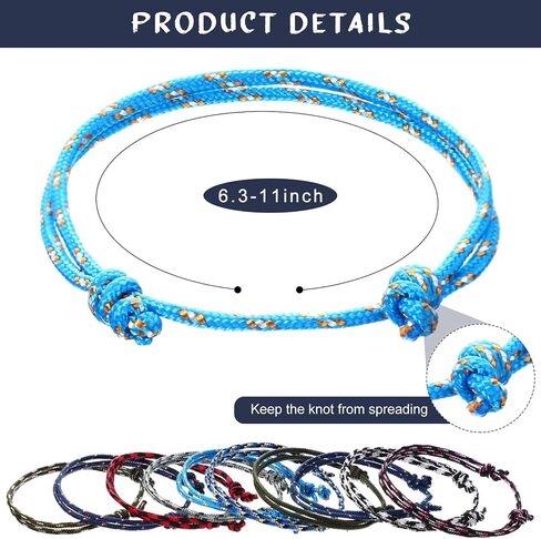 20 Pieces Nautical Braided Rope Bracelet Handmade Navy Rope Cord Bracelet Adjustable String Wave Bracelets for Men Boys Teens in Saudi Arabia