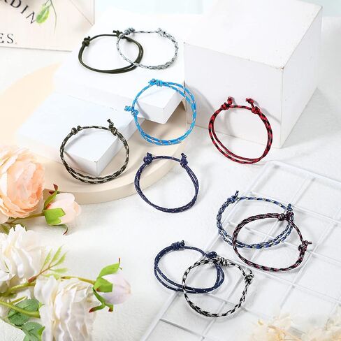 20 Pieces Nautical Braided Rope Bracelet Handmade Navy Rope Cord Bracelet Adjustable String Wave Bracelets for Men Boys Teens in Saudi Arabia