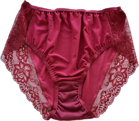 Lasricas Women's Plus Size Briefs Hi Cut Full Brief Panty Lace Trimmed Milk Protein Fiber Underwear in Saudi Arabia