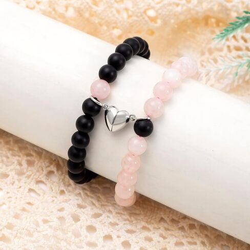 Magnetic Couple Bracelets King&Queen Crown Couple Bracelets His and Her Friendship 8mm Beads Bracelet in Saudi Arabia
