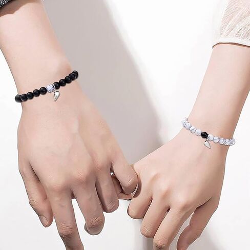 Magnetic Couple Bracelets King&Queen Crown Couple Bracelets His and Her Friendship 8mm Beads Bracelet in Saudi Arabia