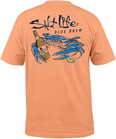 Salt Life Men's Blue Brew Crab Short Sleeve Classic Fit Shirt in Saudi Arabia