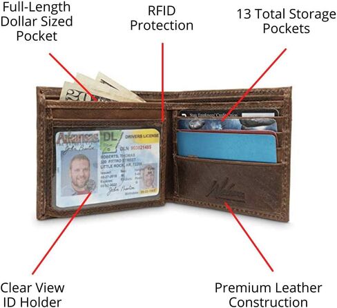 جلد WEBER'S PREMIER - سلسلة Dynasty - محفظة رجالية مطوية - جلد محبب بالكامل بتقنية RFID in Kuwait