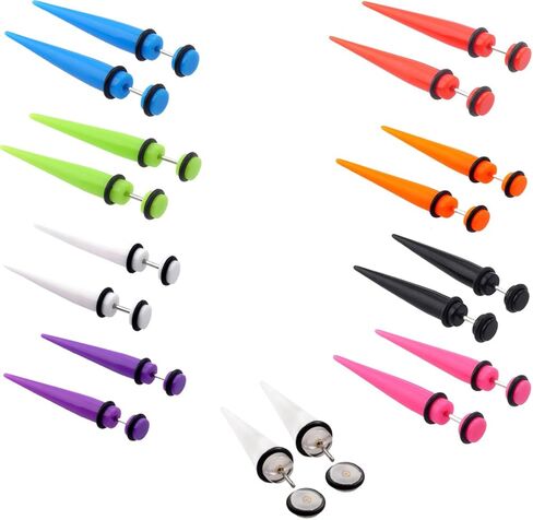 SENNI 9 pair Acrylic Fake Illusion Tunnel Cheater Stud Earrings Set Body Piercing Jewelry For men Women in Kuwait