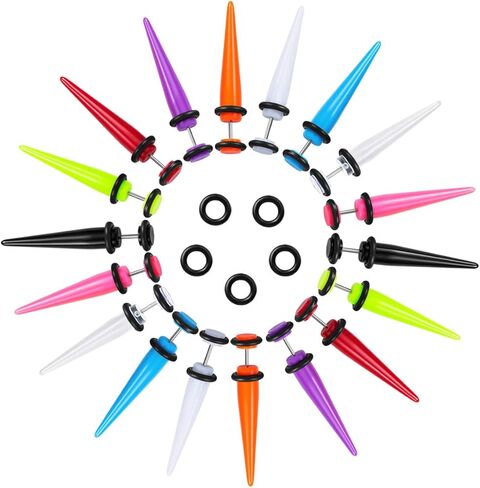 SENNI 9 pair Acrylic Fake Illusion Tunnel Cheater Stud Earrings Set Body Piercing Jewelry For men Women in Kuwait