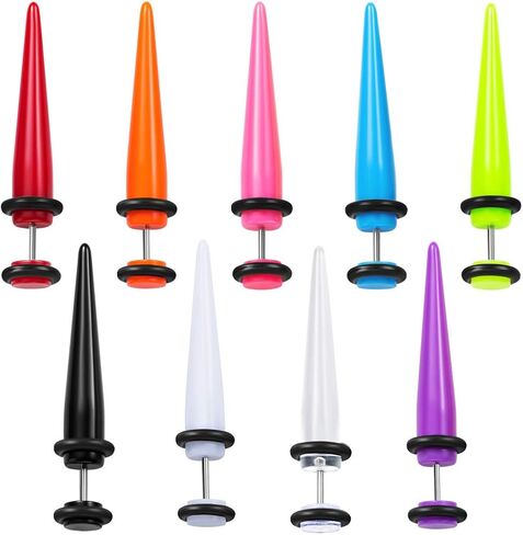 SENNI 9 pair Acrylic Fake Illusion Tunnel Cheater Stud Earrings Set Body Piercing Jewelry For men Women in Kuwait