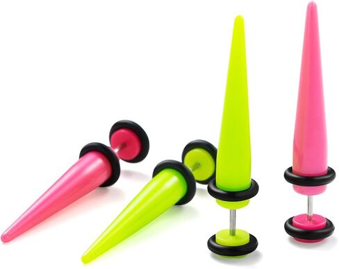 SENNI 9 pair Acrylic Fake Illusion Tunnel Cheater Stud Earrings Set Body Piercing Jewelry For men Women in Kuwait