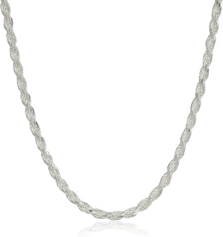 Amazon Essentials Sterling Silver Diamond Cut Rope Chain Necklace, 30" in Saudi Arabia