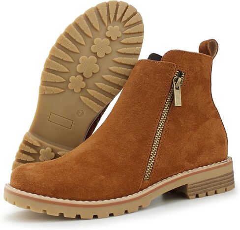 Hawkwell Women's Suede Leather Low Heel Zipe up Ankle Boots in Kuwait