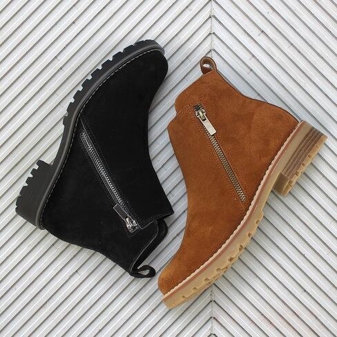 Hawkwell Women's Suede Leather Low Heel Zipe up Ankle Boots in Kuwait