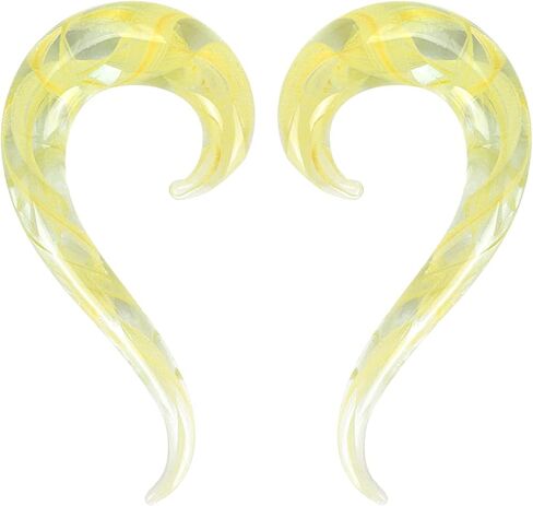 Longbeauty 2pcs Glass Ear Tapers Plugs Handmade Hanger Ear Gauges Spiral Snail Ear Stretchers Piercing Jewelry 8g-00g in Kuwait
