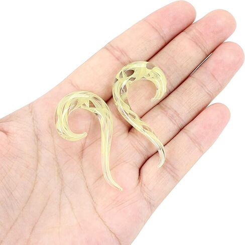 Longbeauty 2pcs Glass Ear Tapers Plugs Handmade Hanger Ear Gauges Spiral Snail Ear Stretchers Piercing Jewelry 8g-00g in Kuwait