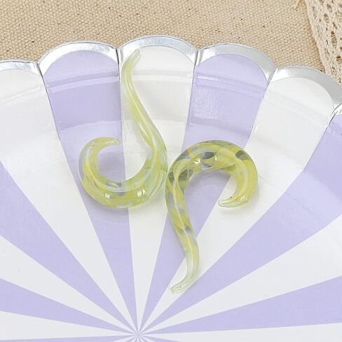 Longbeauty 2pcs Glass Ear Tapers Plugs Handmade Hanger Ear Gauges Spiral Snail Ear Stretchers Piercing Jewelry 8g-00g in Kuwait