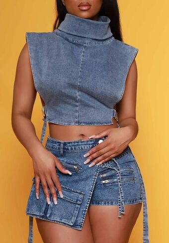 cu4eve Denim Mini Skirts for Women Summer Sexy Stretchy High Waisted Jean Shorts Plus Size in Kuwait
