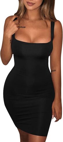 فستان BORIFLORS نسائي كاجوال أساسي بدون أكمام مثير بدون أكمام Bodycon Mini Club in Kuwait