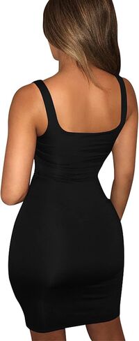 فستان BORIFLORS نسائي كاجوال أساسي بدون أكمام مثير بدون أكمام Bodycon Mini Club in Kuwait