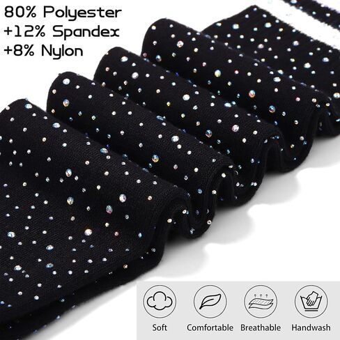 Apoway 4 Pairs Women Sparkle Rhinestone Over Knee High Socks Glitter Stockings Rhinestone High Boot Socks in Kuwait