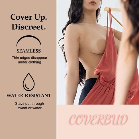 أغطية حلمات COVERBUD قابلة لإعادة الاستخدام - غطاء حلمات لاصق من السيليكون - أغطية حلمات للنساء - بتلات الثدي اللزجة، زوج واحد in Kuwait