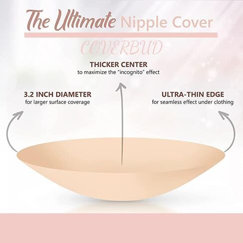 أغطية حلمات COVERBUD قابلة لإعادة الاستخدام - غطاء حلمات لاصق من السيليكون - أغطية حلمات للنساء - بتلات الثدي اللزجة، زوج واحد in Kuwait