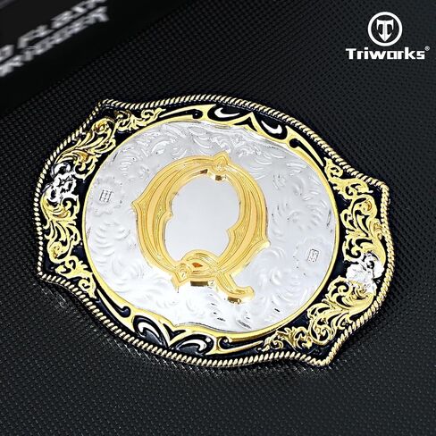 TRIWORKS حزام غربي بإبزيم الحروف الأولية ABCEJM إلى Z رعاة البقر وراعية البقر روديو حزام أبازيم للرجال والنساء in Kuwait