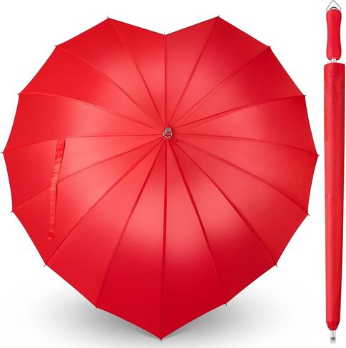 Dunzy 2 Pcs Forever Love Parasol Red Heart Umbrella for Valentine Large Cute Umbrella Valentine Wedding, Engagement and Photo Props Rain Stick in Saudi Arabia