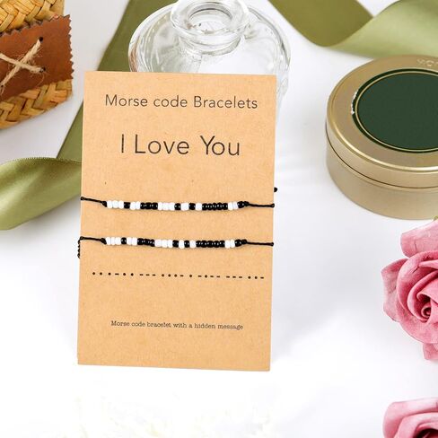 BMMYE 2pcs Morse Code Bracelets Couple Bracelets Handmade Boyfriend Girlfriend Jewelry Pulseras para Parejas in Saudi Arabia