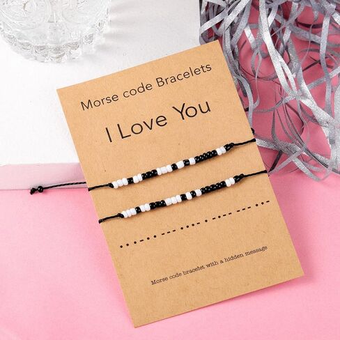 BMMYE 2pcs Morse Code Bracelets Couple Bracelets Handmade Boyfriend Girlfriend Jewelry Pulseras para Parejas in Saudi Arabia