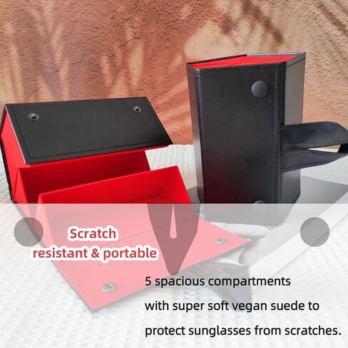 Nelonis Sunglasses Organizer Case 5 Slots Multiple Pairs PU Leather Travel Sunglasses EyeGlass Case Storage Holder for Women in Saudi Arabia