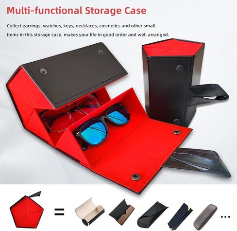 Nelonis Sunglasses Organizer Case 5 Slots Multiple Pairs PU Leather Travel Sunglasses EyeGlass Case Storage Holder for Women in Saudi Arabia