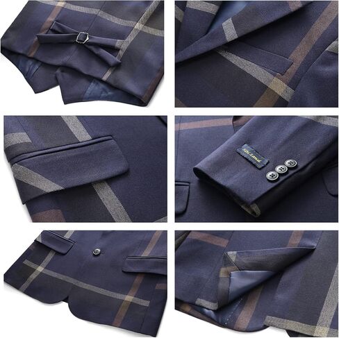 Boys Slim Fit Suit Tuxedo for Boy Check Plaid 3 Piece Suit Set for Kid Formal Boys Dress Clothes Wedding Ring Bearer Outfit in Saudi Arabia