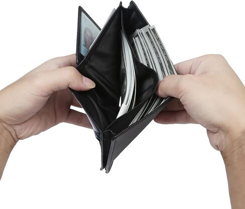 محفظة جلدية ذات سعة كبيرة RFID من Guarditude Mans تحتوي على نافذة لبطاقة الهوية و15 فتحة لبطاقات الائتمان، هدية للرجال, أسود in Saudi Arabia