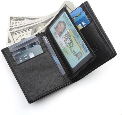 محفظة جلدية ذات سعة كبيرة RFID من Guarditude Mans تحتوي على نافذة لبطاقة الهوية و15 فتحة لبطاقات الائتمان، هدية للرجال, أسود in Saudi Arabia