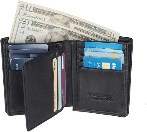 محفظة جلدية ذات سعة كبيرة RFID من Guarditude Mans تحتوي على نافذة لبطاقة الهوية و15 فتحة لبطاقات الائتمان، هدية للرجال, أسود in Saudi Arabia